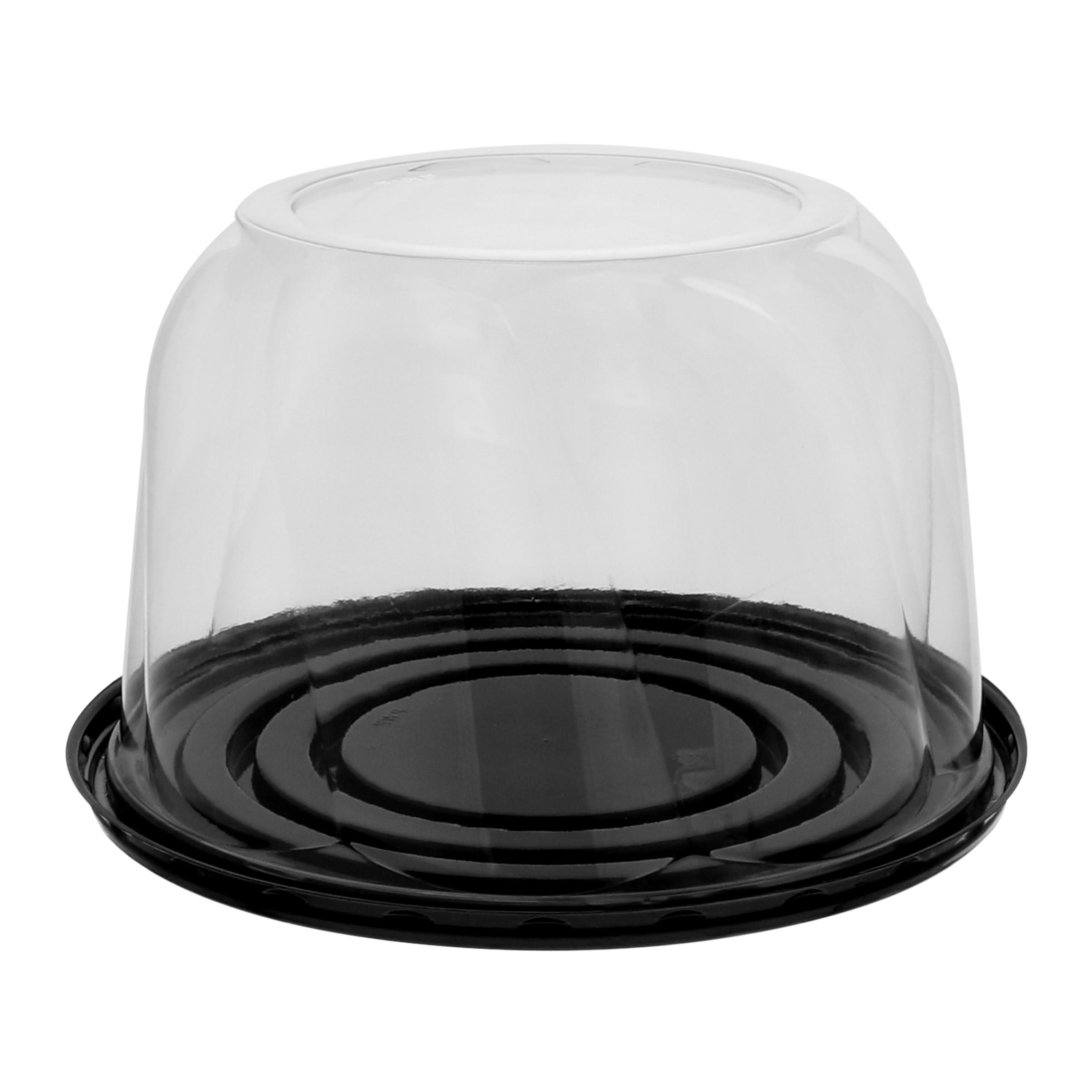 Cake Container & Lid Combo With Dome Lid 7X5.25 IN PET Clear Black Round Swirl 100/Case
