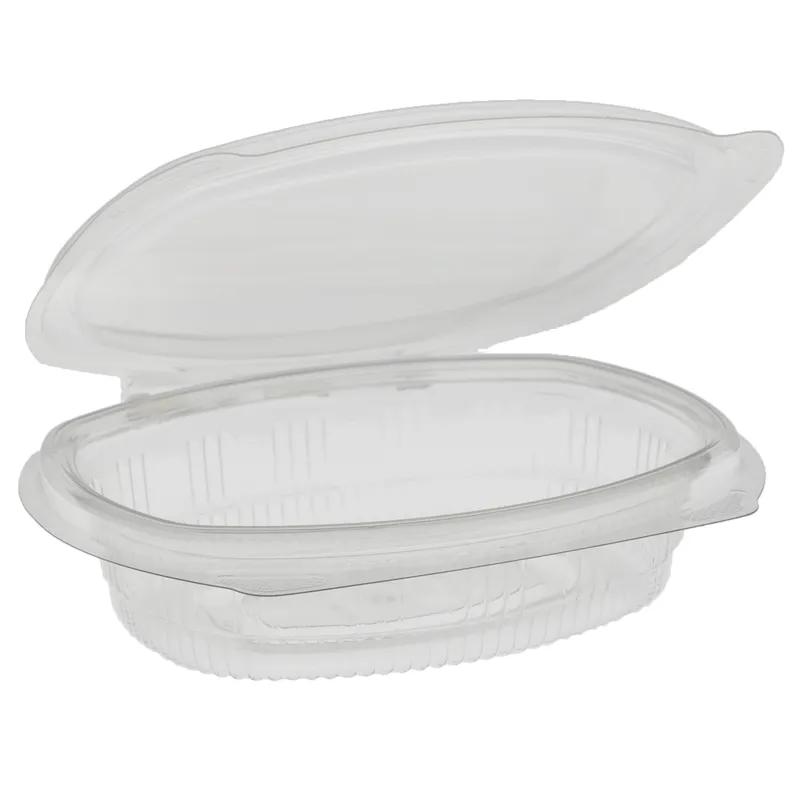 Deli Container Hinged With Flat Lid 8 OZ RPET Clear Oval 200/Case