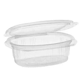 Deli Container Hinged With Flat Lid 16 OZ RPET Clear Rectangle 200/Case