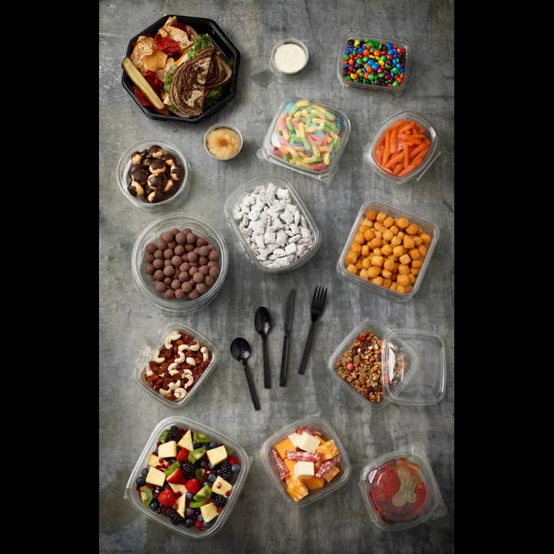 Deli Container Hinged With Flat Lid 16 OZ RPET Clear Rectangle 200/Case