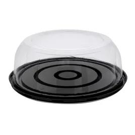 RoseDome Cake Container & Lid Combo With Dome Lid 10.25X3.5 IN PET Clear Black Round 100/Case