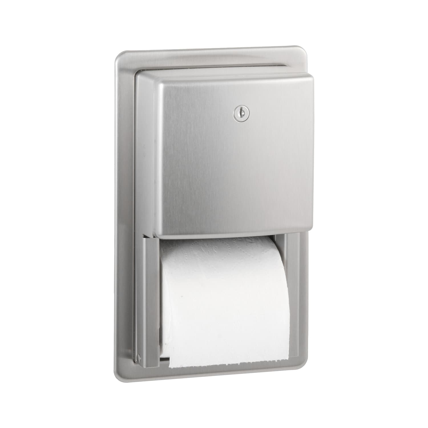Toilet Paper Dispenser Stainless Steel Recessed Mounted Satin 2-Roll 1/Each