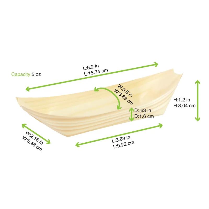 Take-Out Container Base 6.2X3.5X1 IN Wood Natural Boat Grease Resistant 50 Count/Pack 10 Packs/Case 500 Count/Case