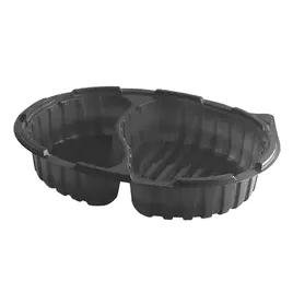Take-Out Container Base 11X8.5X2 IN 2 Compartment PP Black Oval Microwave Safe Anti-Fog 380/Case