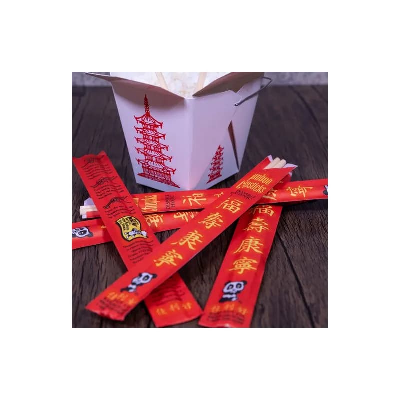 Chopsticks 8.76 IN Bamboo Red Separated With Sleeve 1000/Case