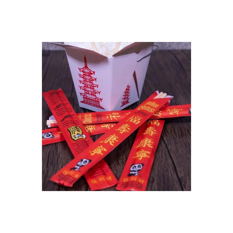 Chopsticks 8.76 IN Bamboo Red Separated With Sleeve 1000/Case