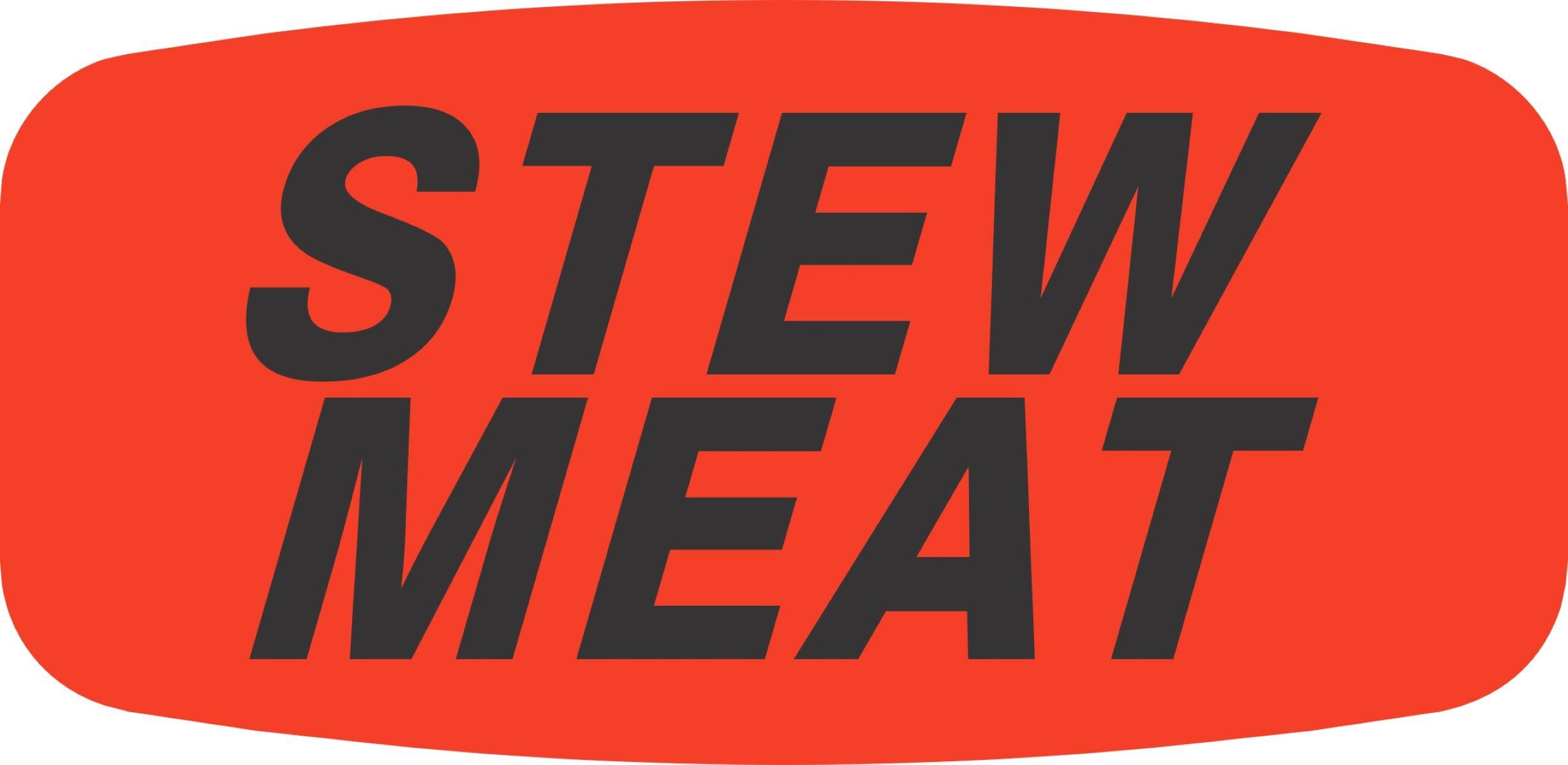 Stew Meat Label 0.625X1.25 IN Black Fluorescent Red Short Oval 1000 Count/Roll 50 Rolls/Case 50000 Count/Case