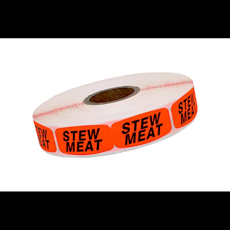 Stew Meat Label 0.625X1.25 IN Black Fluorescent Red Short Oval 1000 Count/Roll 50 Rolls/Case 50000 Count/Case