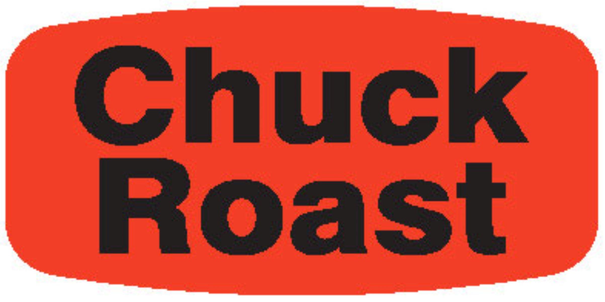 Chuck Roast Label 0.625X1.25 IN Black Fluorescent Red Short Oval 1000 Count/Roll 50 Rolls/Case 50000 Count/Case