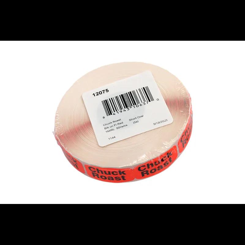 Chuck Roast Label 0.625X1.25 IN Black Fluorescent Red Short Oval 1000 Count/Roll 50 Rolls/Case 50000 Count/Case