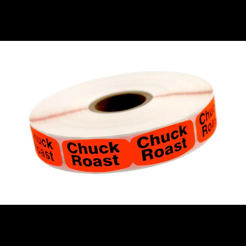 Chuck Roast Label 0.625X1.25 IN Black Fluorescent Red Short Oval 1000 Count/Roll 50 Rolls/Case 50000 Count/Case