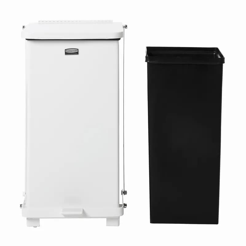 Defenders® Biohazard 1-Stream Trash Can 16.30X16.30X27 IN 25 GAL White Square Metal Step-On 1/Each