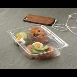 Deli Container Base & Lid Combo With Flat Lid Large (LG) 26 OZ 3 Compartment PET Clear Square 150/Case