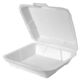 Take-Out Container Hinged With Dome Lid 10.25X9.25X3.25 IN Polystyrene Foam White Rectangle 200/Case