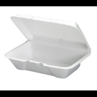 Take-Out Container Hinged With Dome Lid 10.25X9.25X3.25 IN Polystyrene Foam White Rectangle 200/Case
