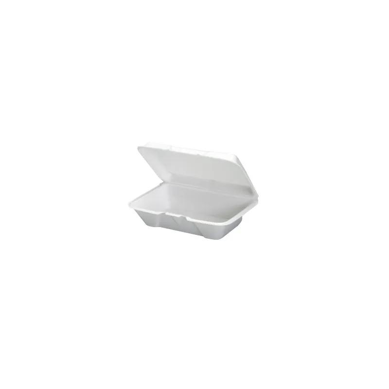Take-Out Container Hinged With Dome Lid 10.25X9.25X3.25 IN Polystyrene Foam White Rectangle 200/Case