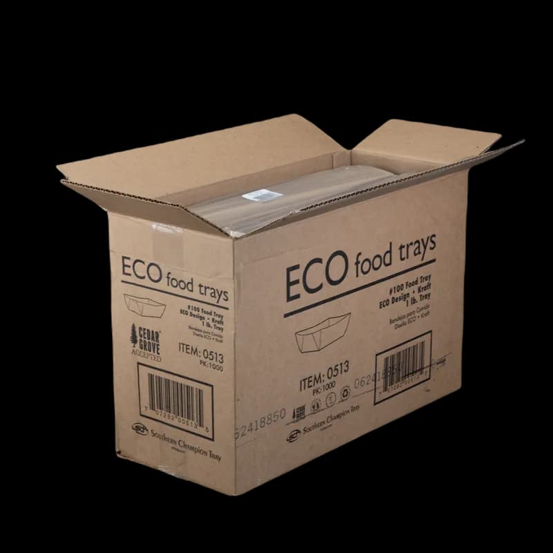 Food Tray 1 LB Kraft Paperboard Kraft Rectangle 1000/Case