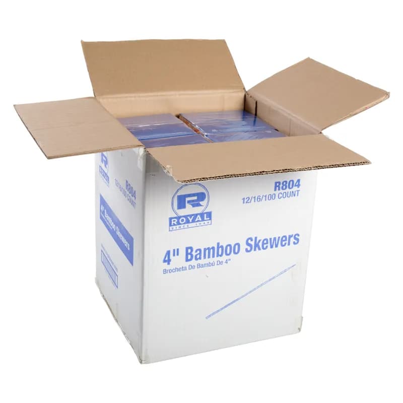 Skewer 4 IN Bamboo 100 Count/Pack 16 Packs/Case 12 Count/Case