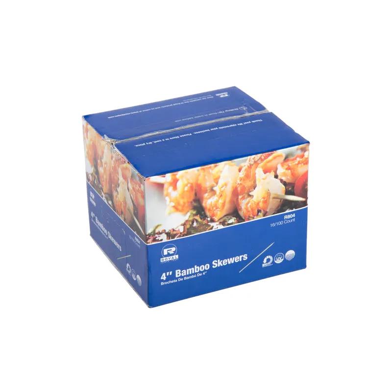 Skewer 4 IN Bamboo 100 Count/Pack 16 Packs/Case 12 Count/Case