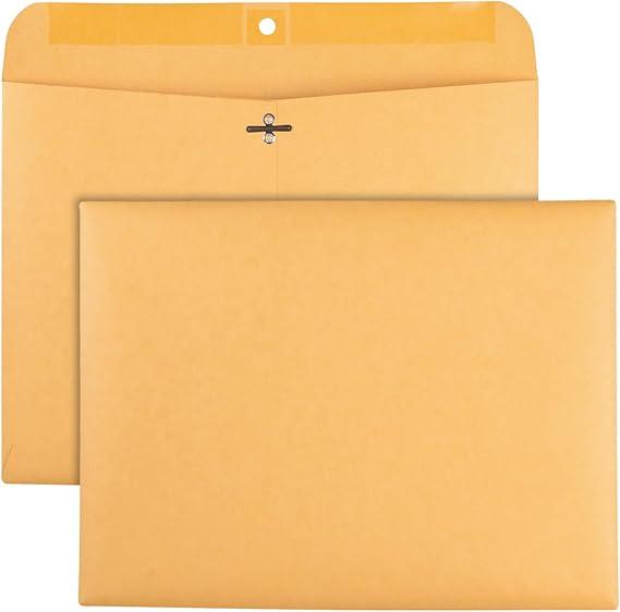 Mailing Envelope 12X9 IN Kraft Paper 28LB Reinforced Clasp Closure 100 Count/Box