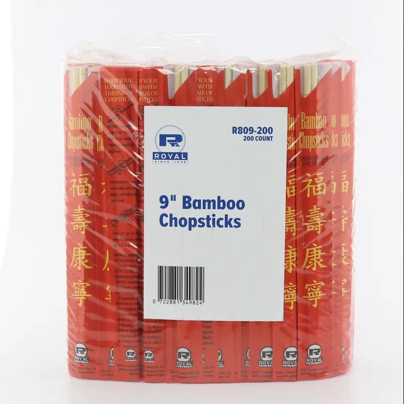 Chopsticks 9 IN Bamboo 100 Count/Pack 10 Packs/Case 1000 Count/Case
