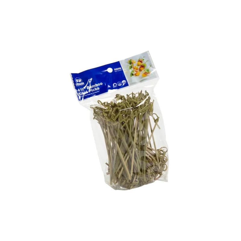 Food Knot Pick 4.5 IN Bamboo 100 Count/Pack 10 Packs/Case 1000 Count/Case