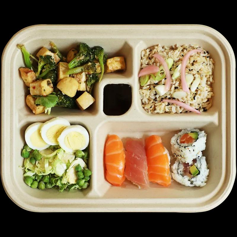 Bento Box 5 Compartment Pulp Fiber Kraft 300/Case