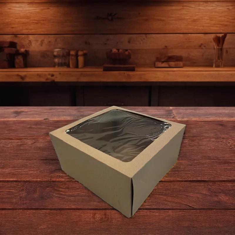 Cake Tart Box 10X10X5 IN Paperboard Kraft Square 100/Case