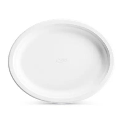 The Chinet Brand® Serving Tray Base 9.75X12 IN Molded Fiber White Oval 500/Case
