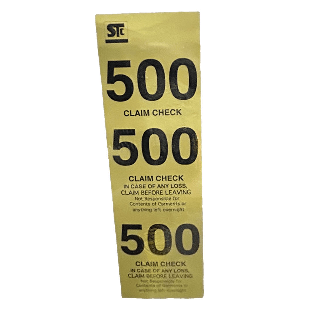 Coat Check Ticket Paper Beige 3-Part 500/Box