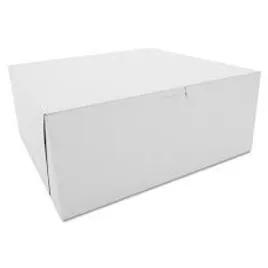 Bakery Box 12X12X5 IN Clay-Coated Kraft Board White Kraft Square Lock Corner Tuck Top 100/Case