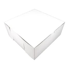 Bakery Box 12X12X5 IN Clay-Coated Kraft Board White Kraft Square Lock Corner Tuck Top 100/Case