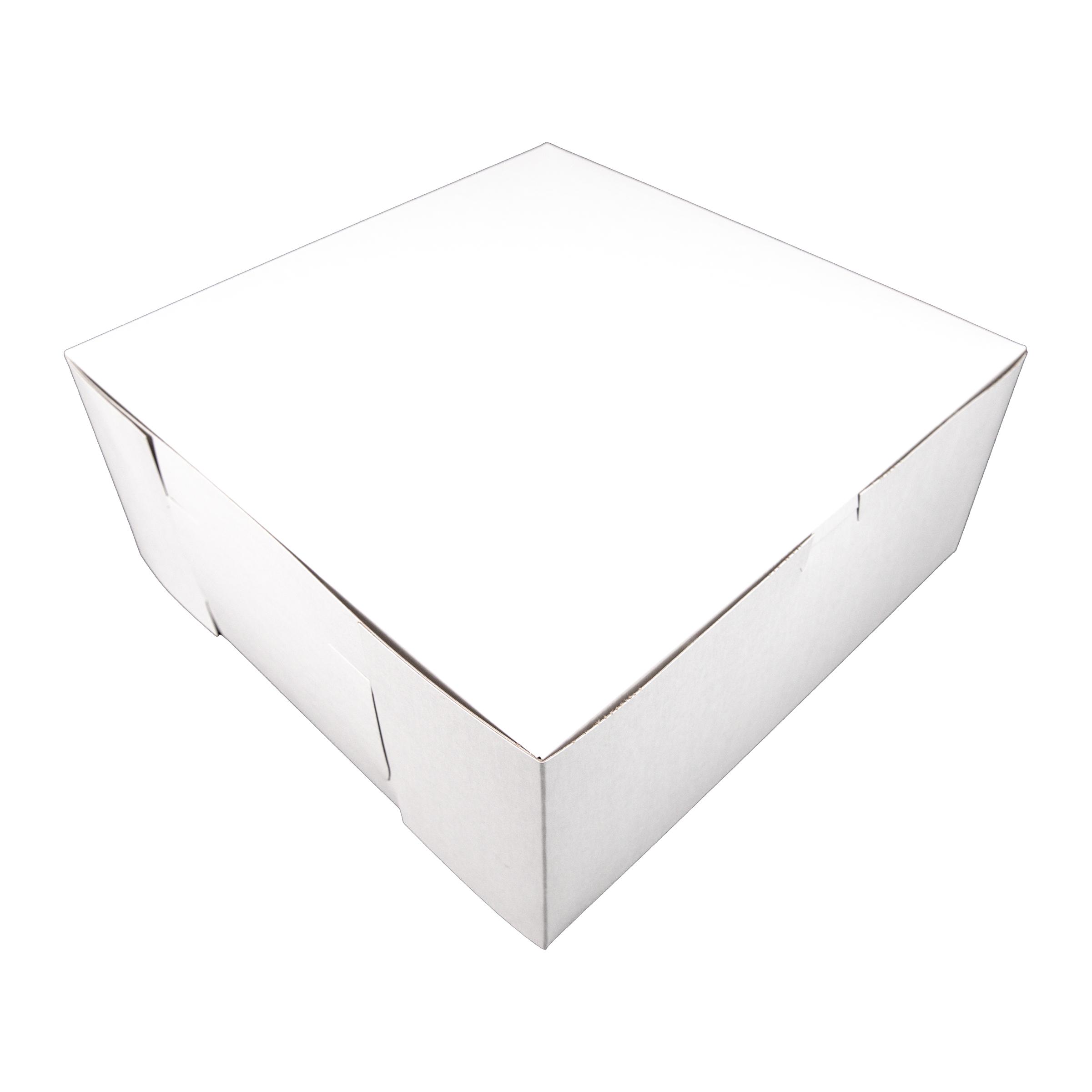 Bakery Box 12X12X5 IN Clay-Coated Kraft Board White Kraft Square Lock Corner Tuck Top 100/Case