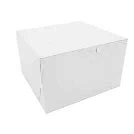 Bakery Box 8X8X5 IN Clay-Coated Kraft Board White Kraft Square Lock Corner Tuck Top 100/Case