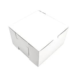 Bakery Box 8X8X5 IN Clay-Coated Kraft Board White Kraft Square Lock Corner Tuck Top 100/Case