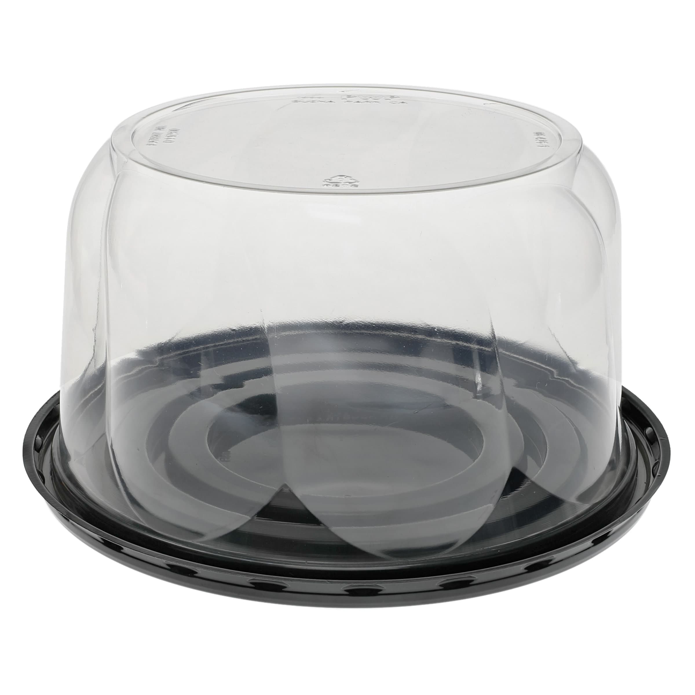 Cake Container & Lid Combo With Dome Lid 8X4.375 IN PET Clear Black Round Swirl 100/Case