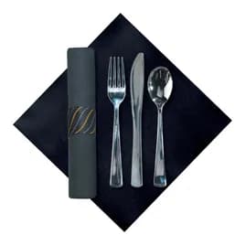 CaterWrap® Cutlery Kit Tissue Paper Plastic Black Individually Wrapped 100/Case