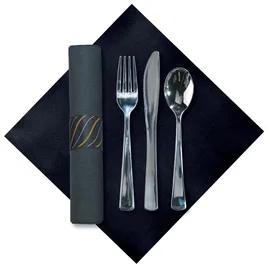 CaterWrap® Cutlery Kit Tissue Paper Plastic Black Individually Wrapped 100/Case