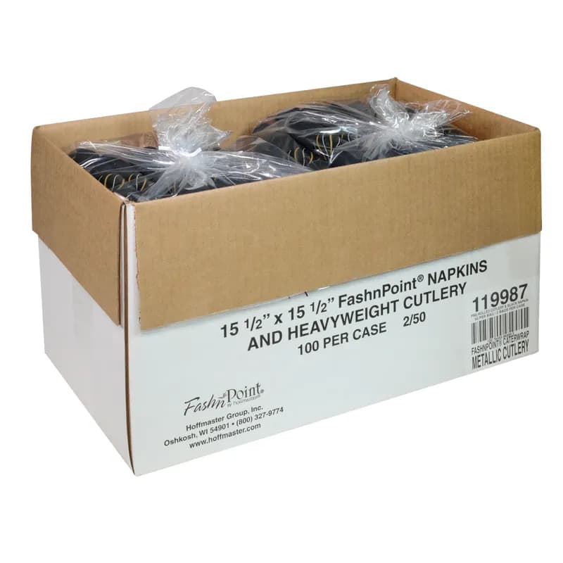 CaterWrap® Cutlery Kit Tissue Paper Plastic Black Individually Wrapped 100/Case