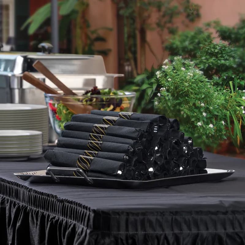 CaterWrap® Cutlery Kit Tissue Paper Plastic Black Individually Wrapped 100/Case