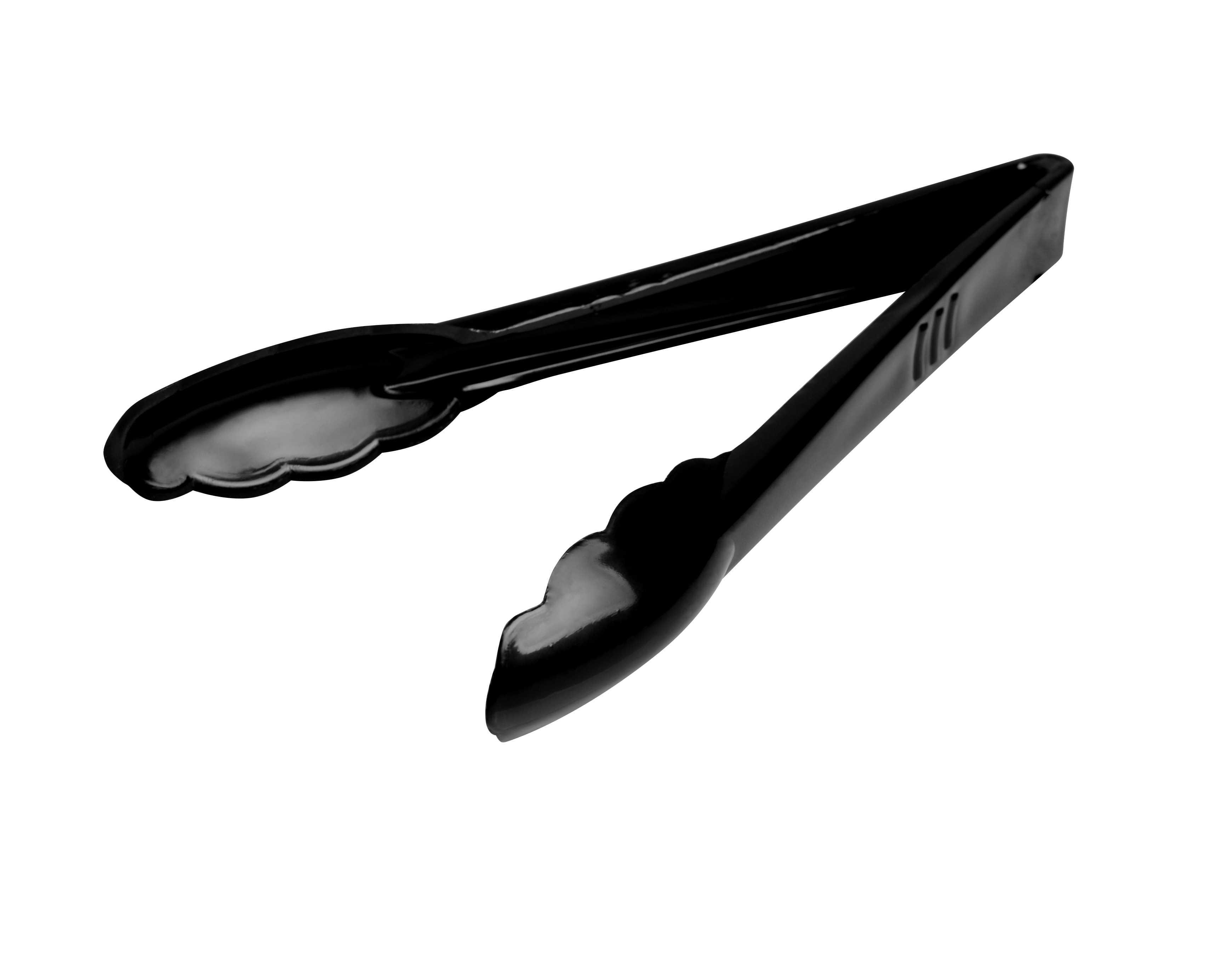 Tongs 9 IN PP Black Individually Wrapped Scalloped 72/Case