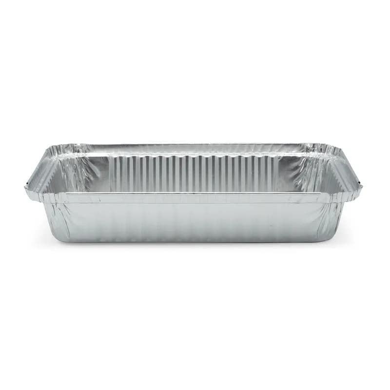 Victoria Bay Take-Out Container Base 8.625X6X1.25 IN Aluminum Silver Oblong Shallow Interrupted Vertical Curl 500/Case