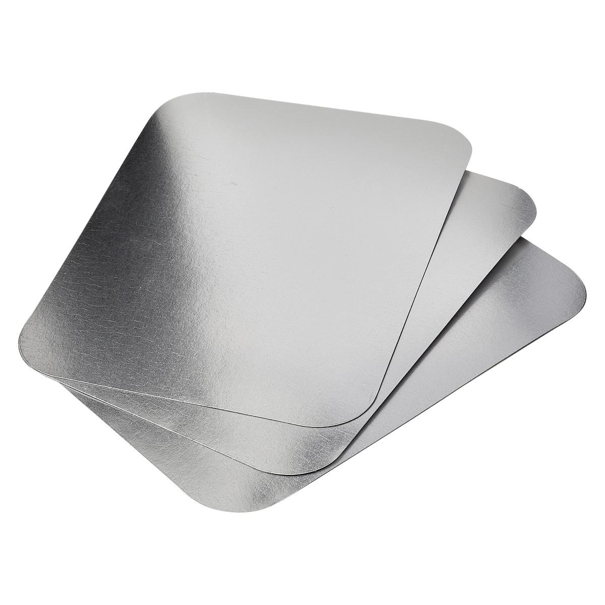 Victoria Bay Lid Flat Foil-Lined Paper Silver White Rectangle For 80 OZ Container 250/Case