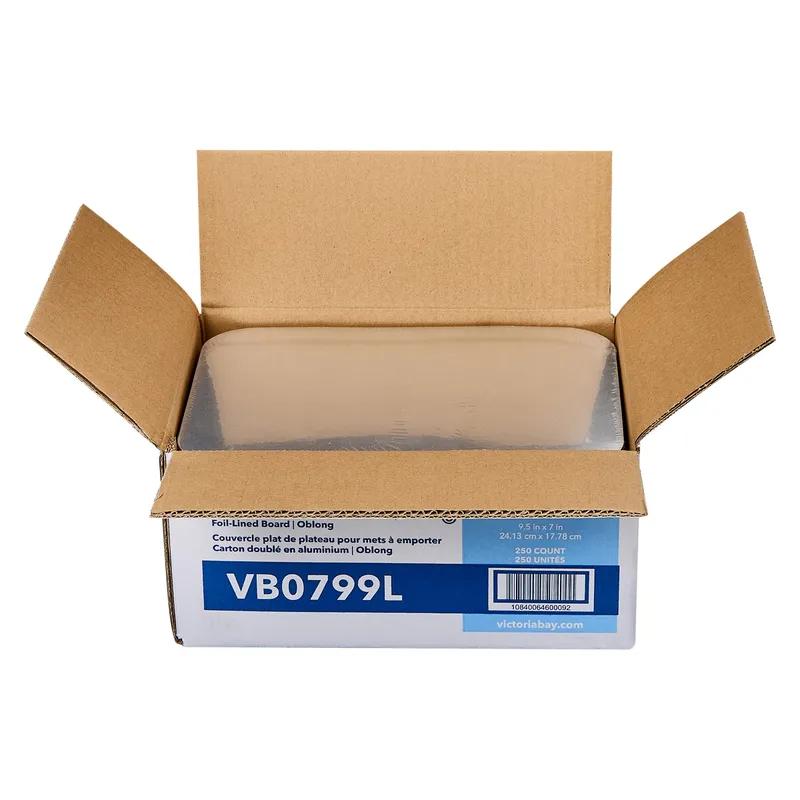 Victoria Bay Lid Flat Foil-Lined Paper Silver White Rectangle For 80 OZ Container 250/Case