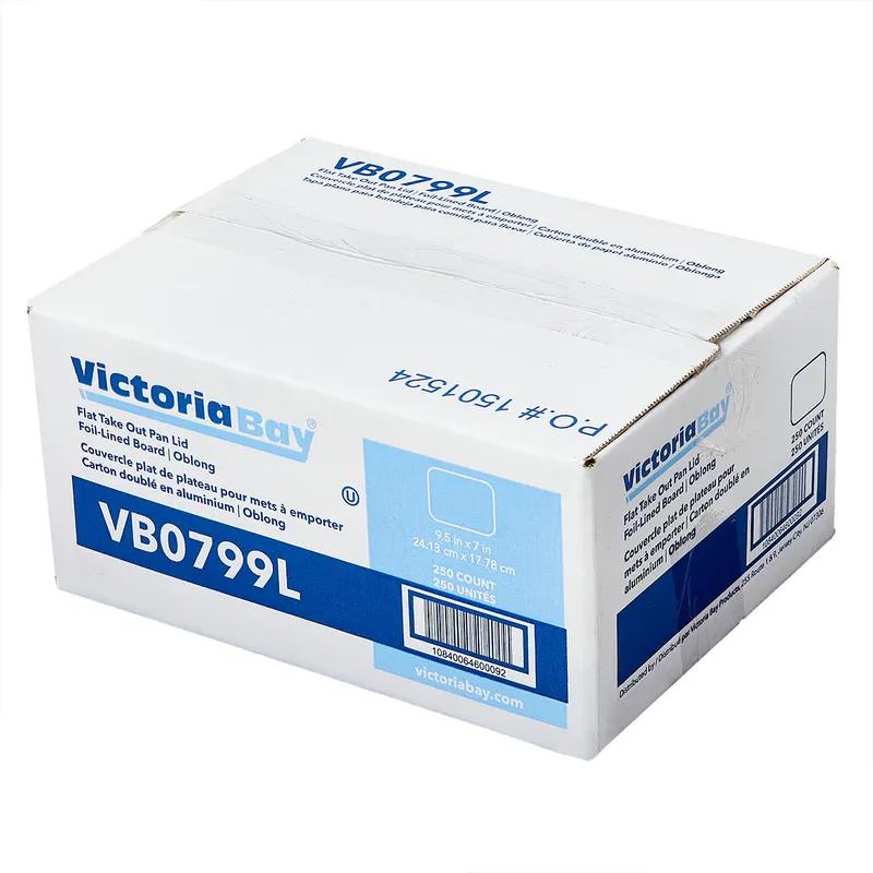 Victoria Bay Lid Flat Foil-Lined Paper Silver White Rectangle For 80 OZ Container 250/Case