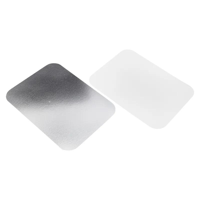 Victoria Bay Lid Flat Foil-Lined Paper Silver White Rectangle For 80 OZ Container 250/Case