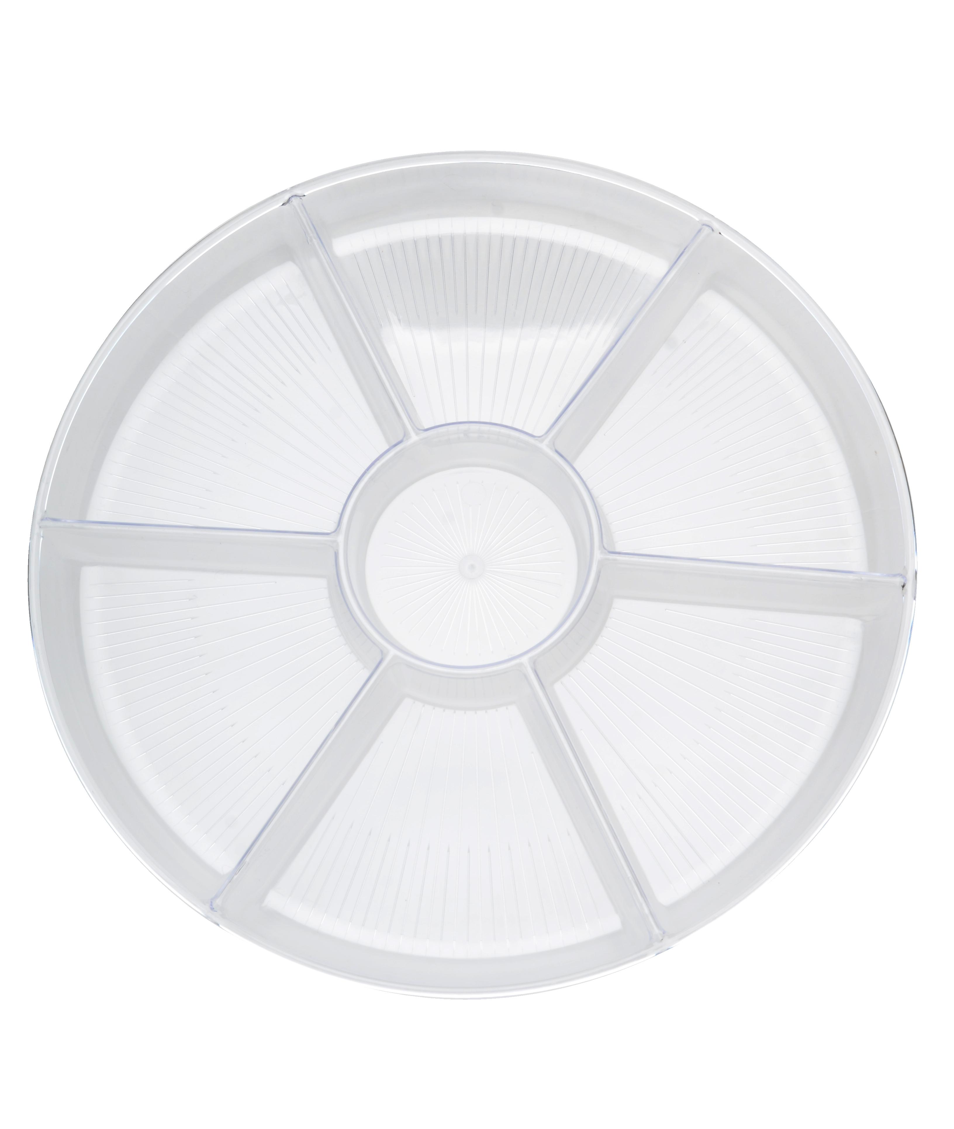 Platter Pleasers Serving Tray Base 16 IN 7 Compartment Plastic Clear Round 12/Case
