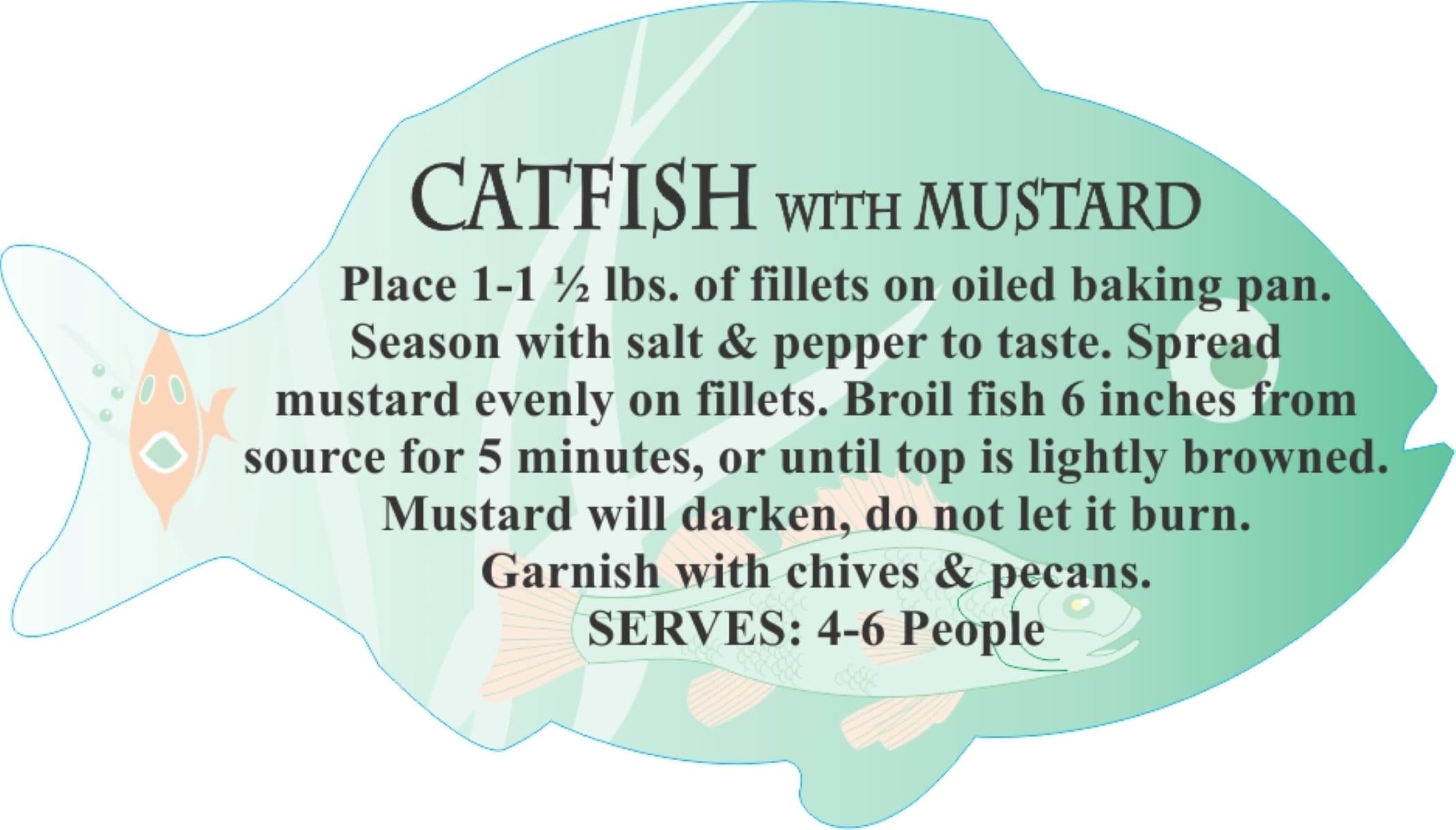 Catfish With Mustard Meat Fish Recipe Label 1.75X3.125 IN Fish 4 Color Process 250 Count/Roll 12 Rolls/Case