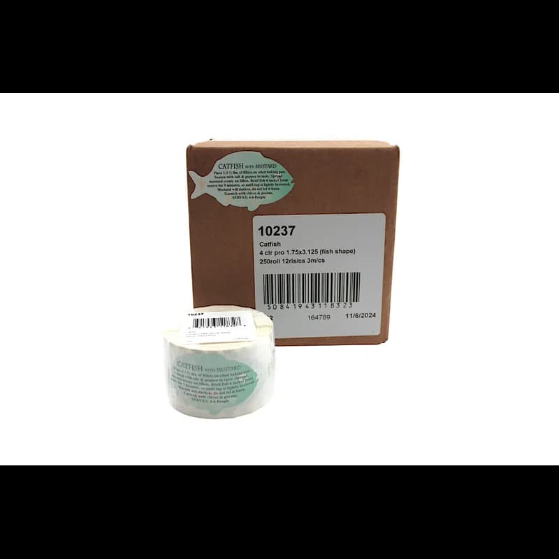 Catfish With Mustard Meat Fish Recipe Label 1.75X3.125 IN Fish 4 Color Process 250 Count/Roll 12 Rolls/Case