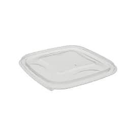 Lid Flat 5.5X5.5X0.75 IN RPET Clear Square For 8-12-16 OZ Container 504/Case